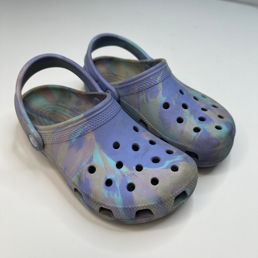 Crocs Purple Pink Marbled Sandals